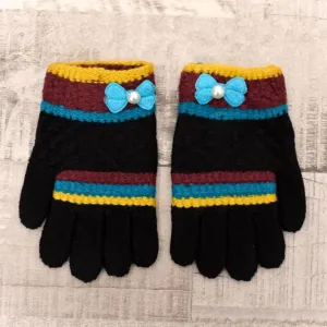 Detské vlnené čierne rukavice RESTALIA
