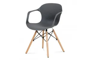 AUTRONIC ALBINA GREY jedálenská stolička, štrukturovaný plast šedý, natural