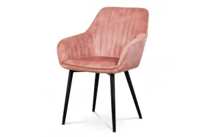 AUTRONIC AC-9981 PINK4 Jedálenská a konferenčná stolička, poťah ružová látka v dekore žíhaného zamatu, kovové nohy - čierny lak