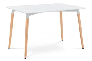 AUTRONIC DT-705 WT Dining table 120x80, WHITE MDF TABLE TOP ,METAL FRAME ,BEECH WOOD LEGS