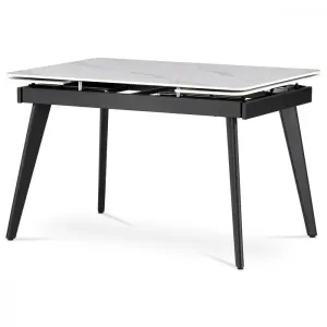 AUTRONIC HT-405M WT Jedálenský stôl 120+30+30x80 cm, keramická doska sivý mramor, kov, čierny matný lak