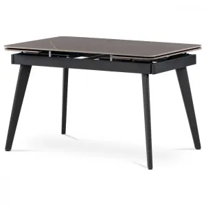 AUTRONIC HT-405M GREY Jedálenský stôl 120+30+30x80 cm, keramická doska sivý mramor, kov, čierny matný lak
