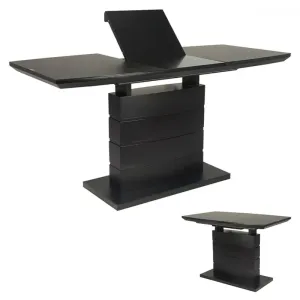 AUTRONIC HT-420 BK Jedálenský stôl 110+40x70 cm, čierna 4 mm sklenená doska, MDF, čierny matný lak