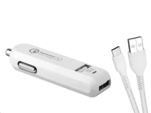 AVACOM CarMAX 2 nabíjačka do auta 2x Qualcomm Quick Charge 2.0, biela farba (USB-C kábel)