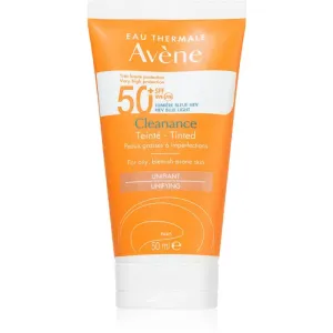 Avene Cleanance Tinted Sun Cream SPF50+ 50 ml opaľovací prípravok na tvár pre ženy na mastnú pleť; na atopickú pleť