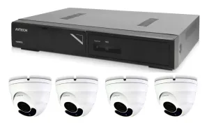 Kamerový set 1x AVTECH NVR AVH1104 a 4x 5MPX IP Dome kamera AVTECH DGM5406ASE + 4x Kábel UTP 1x RJ45 - 1x RJ45 Cat5e 15m!