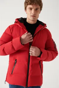 Avva Men's Red Thermal Water Repellent Windproof Puffer Jacket