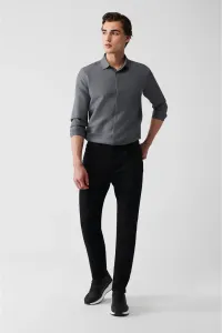 Avva Men's Black Dobby Flexible 5 Pocket Slim Fit Slim Fit Trousers