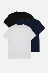 Avva Men's 3-Pack Black White Navy Blue 100% Cotton Crew Neck Regular Fit T-shirt