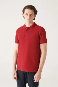 Avva Men's Burgundy 100% Egyptian Cotton Regular Fit 3 Button Polo Neck T-shirt