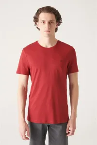 Avva Men's Claret Red Ultrasoft Crew Neck Cotton Slim Fit Slim Fit T-shirt #8236440