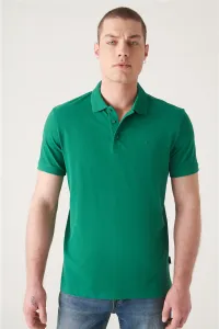 Avva Men's Green 100% Egyptian Cotton Regular Fit 3 Button Polo Neck T-shirt