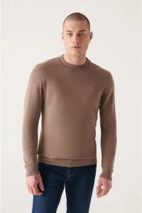 Avva Men's Mink Half Turtleneck Regular Fit Knitwear Sweater