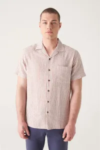Avva Men's Mink Striped Linen Shirt #9155767