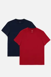 Avva Men's Navy - Burgundy 2-pack 100% Cotton Crew Neck Standard Fit Regular Cut T-shirt #9365214