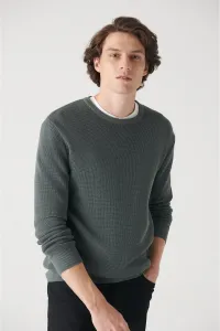 Avva Men's Nefti Crew Neck Textured Cotton Standard Fit Normal Cut Knitwear Sweater