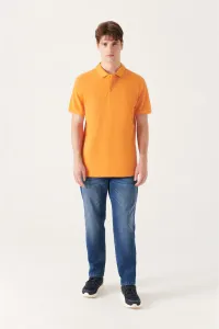 Avva Men's Orange 100% Cotton Cool Keeping Regular Fit Polo Neck T-shirt #9577808