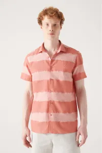 Avva Men's Pale Pink Cotton Short Sleeve Shirt