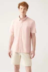 Avva Men's Pink Geometric Textured Short Sleeve Shirt #8029304