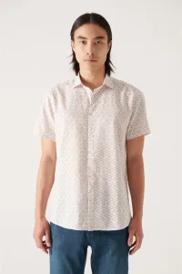 Avva Men's Stone Geometric Printed Short Sleeve Cotton Shirt #9166114