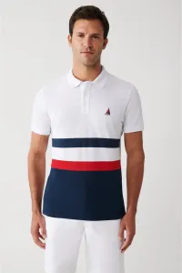 Avva Men's White 100% Cotton Marine Printed Standard Fit Regular Fit Polo Neck T-shirt #9165782
