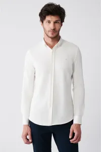 Avva Men's White Easy-to-Iron Cotton-Mixed Collar Slim Fit Slim Fit Shirt