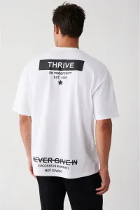 Avva Men's White Oversize 100% Cotton Crew Neck Front And Back Printed T-shirt