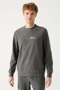 Avva Men's Anthracite Crew Neck 2 Thread Printed Regular Fit Sweatshirt #9102026
