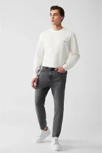 Avva Men's Black Random Wash 100% Cotton Skinny Leg Carrot Fit Jeans