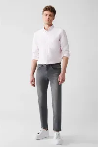 Avva Men's Gray Antique Washed Flexible Slim Fit Jean Trousers