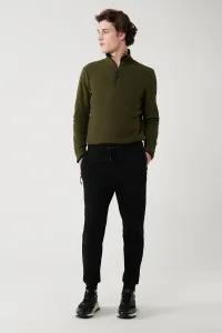Avva Black Sweatpants Flexible Soft Texture Interlock Fabric Elastic Leg Unisex Standard Fit Regular Cut