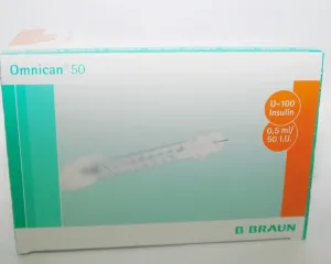 B.Braun BB Omnican inzulínová striekačka 50 objem 0,5ml, ihla 0,30x8 mm, ks 100 ks