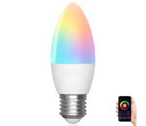 B.V. LED RGBW Stmievateľná žiarovka C37 E27/6,5W/230V 2700-6500K Wi-Fi -