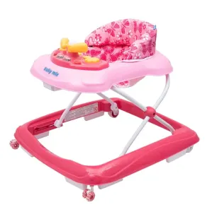 BABY MIX - Detské chodítko s volantom a silikónovými kolieskami ružové #3912722