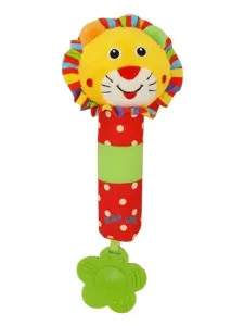 BABY MIX - Detská pískacia plyšová hračka s hrkálkou lev