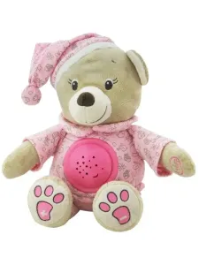 BABY MIX - Plyšový zaspávačik medvedík s projektorom ružový #8614703