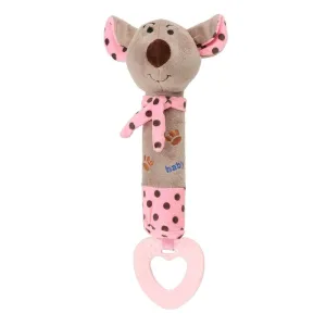 BABY MIX - Detská pískacia plyšová hračka s hryzátkom myšky ružová