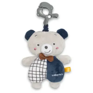 BABY MIX - Detská plyšová hračka s hracím strojčekom a klipom Medvedík modrý
