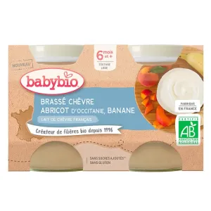 Babybio Brassé z kozieho mlieka + marhuľa + banán 2 x 130 g