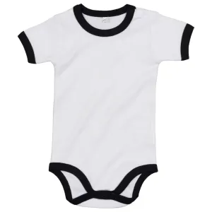 Babybugz Dvojfarebné detské body s krátkym rukávom - Biela / čierna | 6-12 mesiacov
