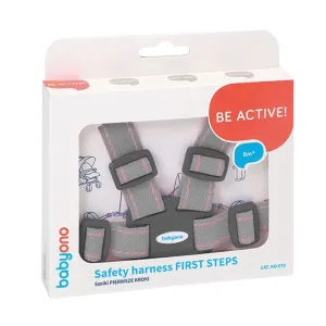 BabyOno Be Active Safety Harness First Steps doplnok do vlasov pre deti Grey/Pink 6 m+ 1 ks
