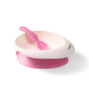 BabyOno Be Active Bowl with a Spoon jedálenská sada Pink 6 m+ 1 ks
