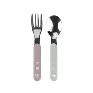 BabyOno Be Active Stainless Steel Spoon and Fork príbor Pastel 12 m+ 2 ks