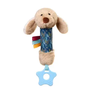 BabyOno plyšová pískacia hračka Dog Willy s hryzadlom béžová