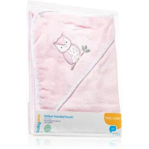 BabyOno Towel Velour osuška s kapucňou Pink 100x100 cm