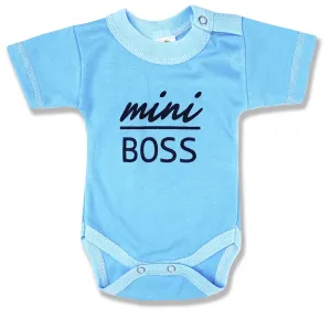 Detské body, krátky rukáv - Mini Boss, modré veľkosť: 80 (9-12m)