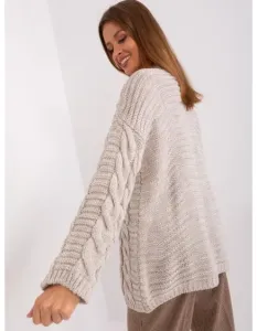 Dámsky károvaný sveter z vlnenej zmesi OESSA béžová