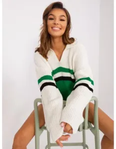 Dámsky oversize sveter IRIS ecru zelená