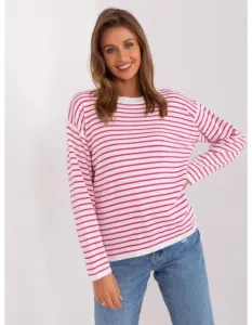 Dámsky oversize sveter s okrúhlym výstrihom SMOET bielo-ružový