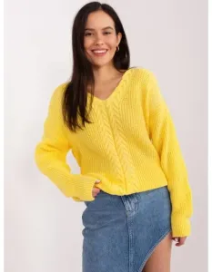 Dámsky sveter s klasickým výstrihom do V YLA žltá